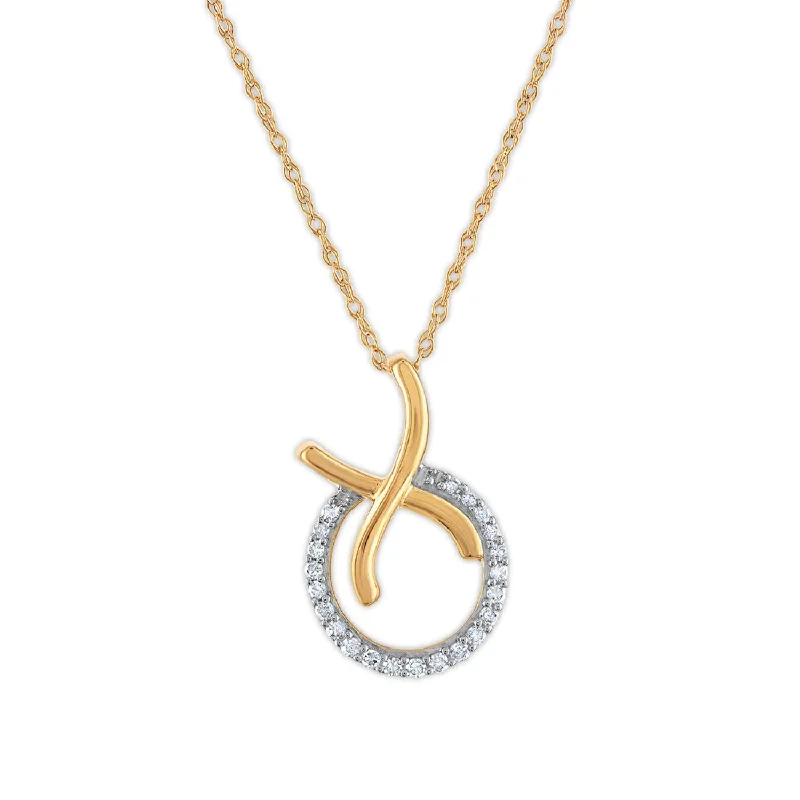 Elegant Jewelry Pieces At Unbelievable Prices 1/10 CTW Diamond XOXO Hugs & Kisses 18-inch Pendant in 10KT Yellow Gold