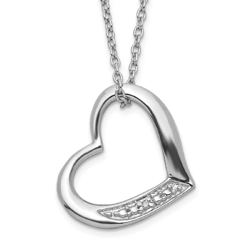 Elegant Rose Gold Jewelry For A Stylish Touch 1/100 CTW Diamond Heart 18-inch Necklace in Sterling Silver