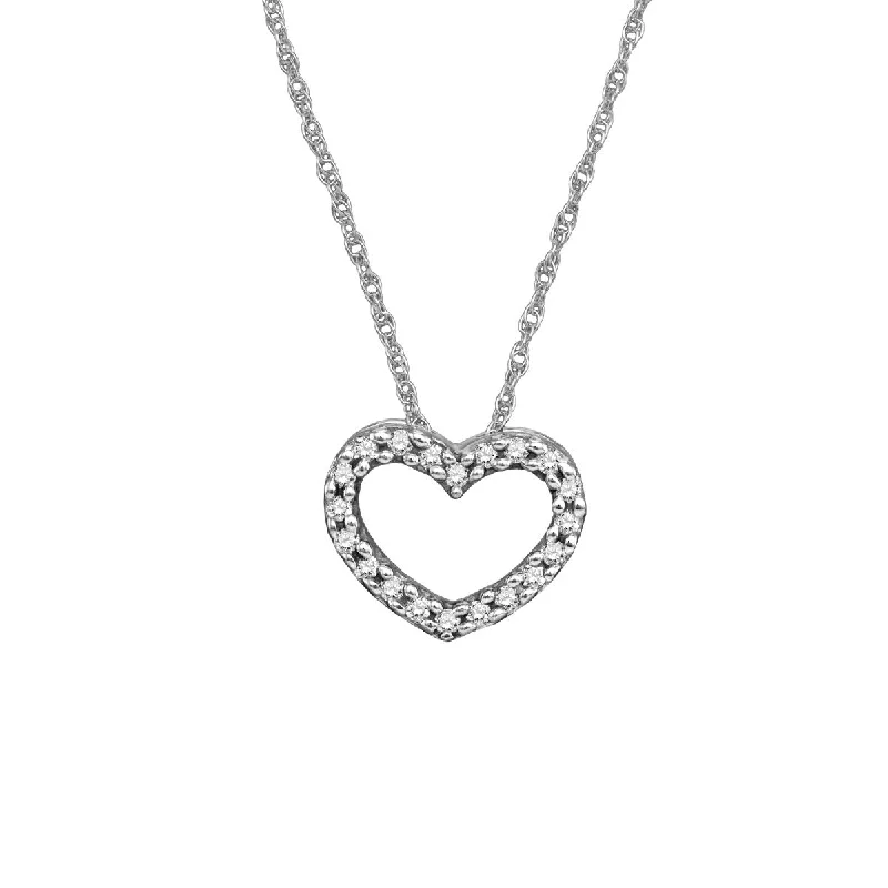 Handcrafted Beauty At Affordable Prices 1/12 CTW Diamond Heart 18-inch Pendant in 10KT White Gold