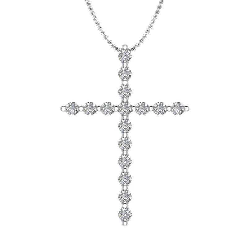 Elevate Your Jewelry Collection With Limited-Time Savings 1/2 Carat Diamond Cross Pendant Necklace in Gold (Silver Chain Included) - IGI Certified