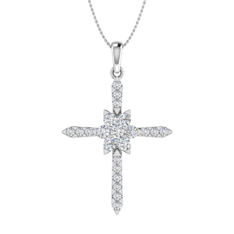 Adjustable Charm Bracelets For A Perfect Fit 1/2 Carat Diamond Cross Pendant Necklace in Gold (Silver Chain Included)