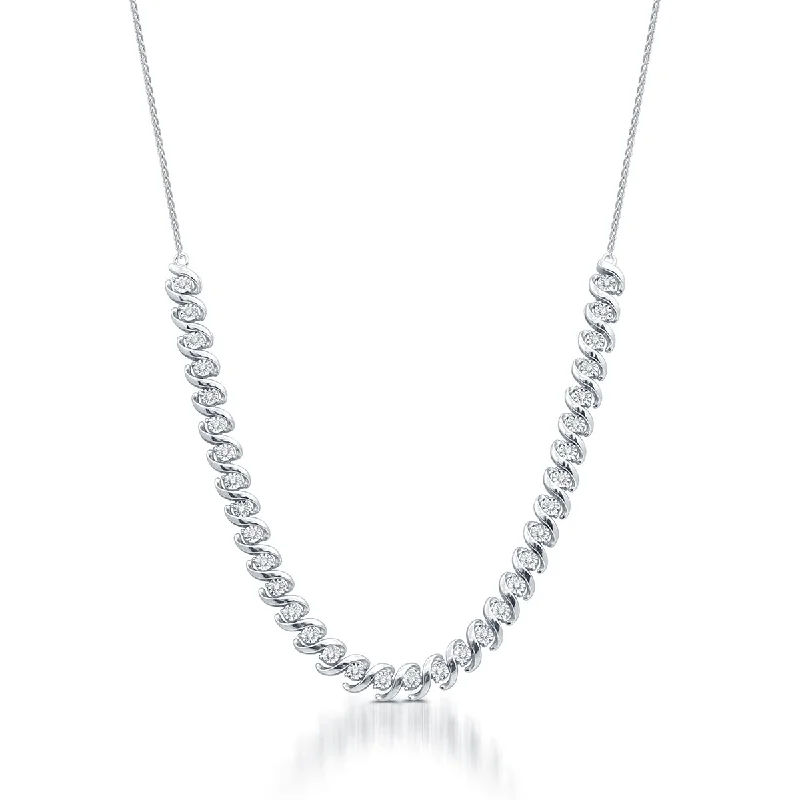 Flash Sale On Exquisite Jewelry – Don't Miss Out 1/2 CTW Diamond 20-inch Illusion Set Fashion Tennis Necklace in Rhodium Plated Sterling Silver