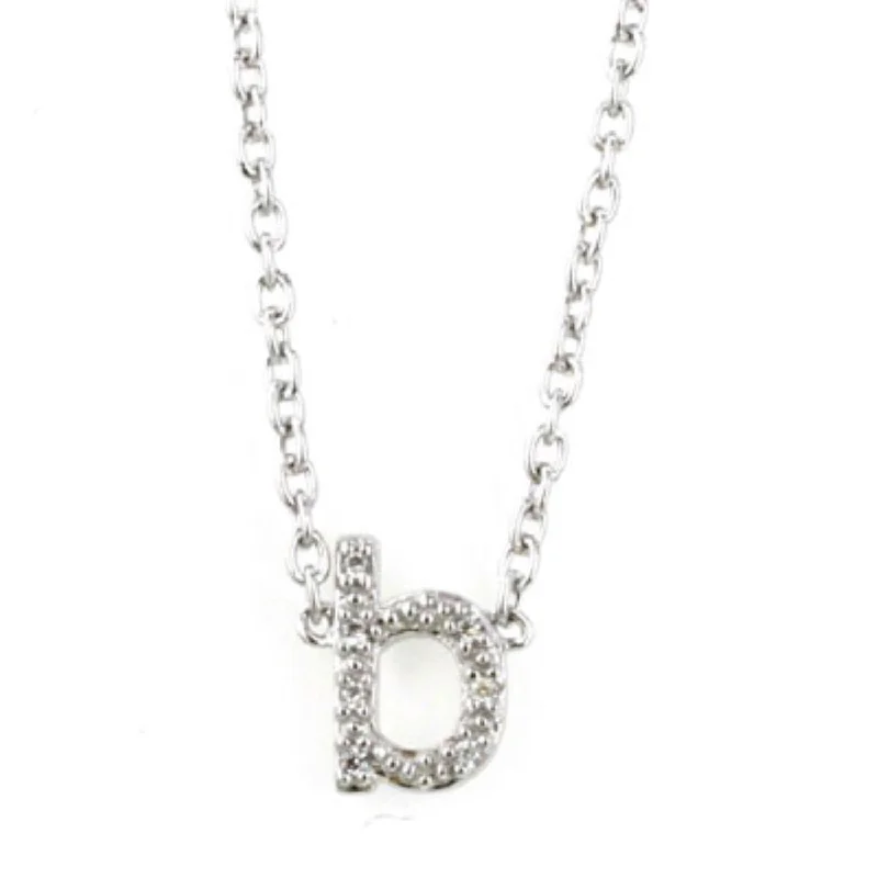 Luxury Jewelry Sale – Sparkle For Less 1/25 CTW Diamond Initial 18-inch Pendant in Sterling Silver; Initial B