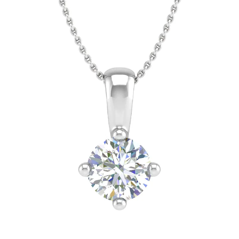 Final Call For Exquisite Jewelry At Reduced Rates 1/3 Carat 4-Prong Set Diamond Solitaire Pendant Necklace in Gold (Silver Chain Included) - IGI Certified