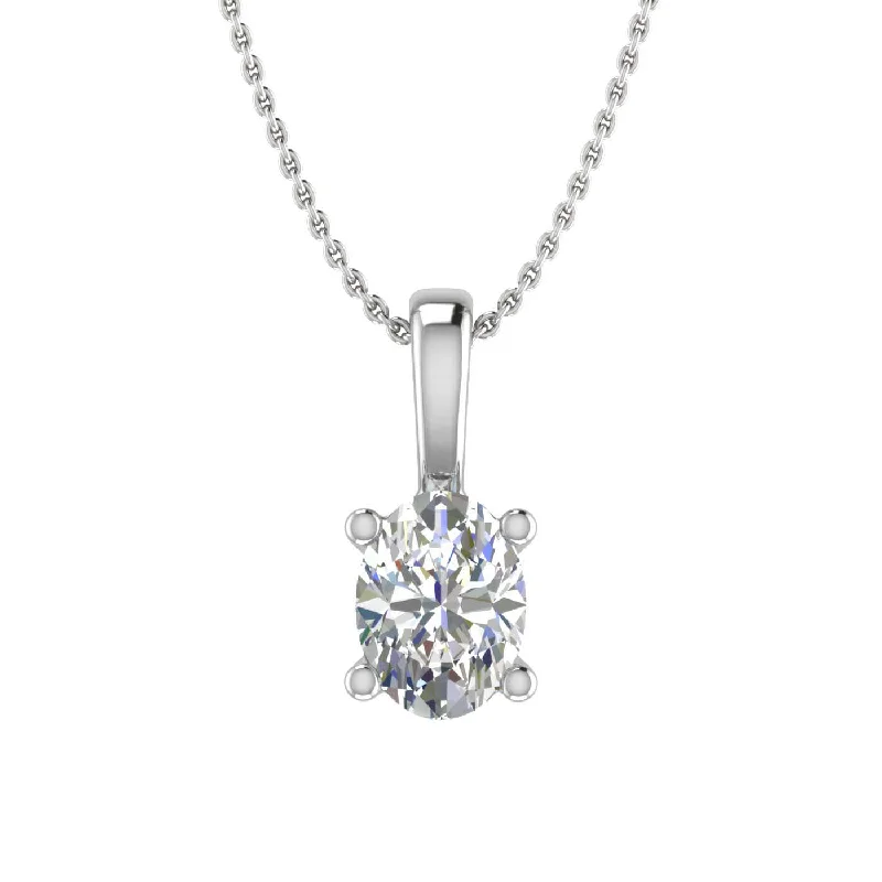 Sparkle On A Budget – Fine Jewelry For Less 1/3 Carat Oval Cut Diamond Solitaire Pendant Necklace in Gold (Included Silver Chain)