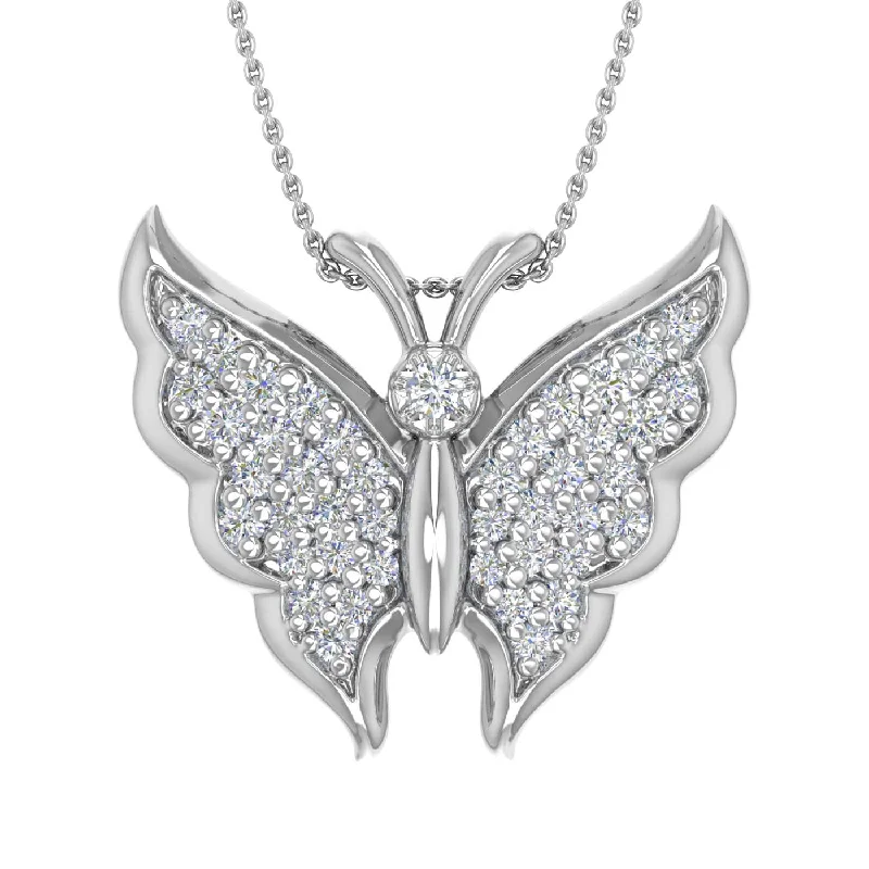 Elegant Jewelry At Unbeatable Offers – Shop Before It's Gone 1/4 Carat Diamond Butterfly Pendant Necklace in Gold (Silver Chain Included) - IGI Certified