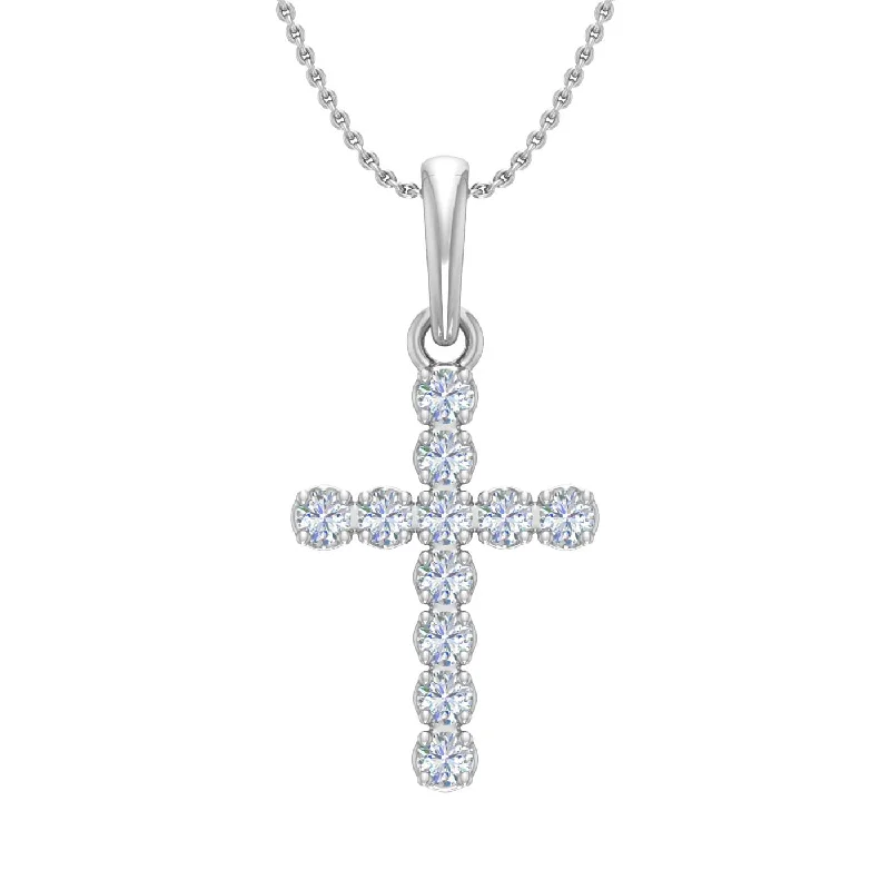 Stunning Statement Jewelry, Unbeatable Discounts 1/4 Carat Diamond Cross Pendant Necklace in Gold (Silver Cable Chain)