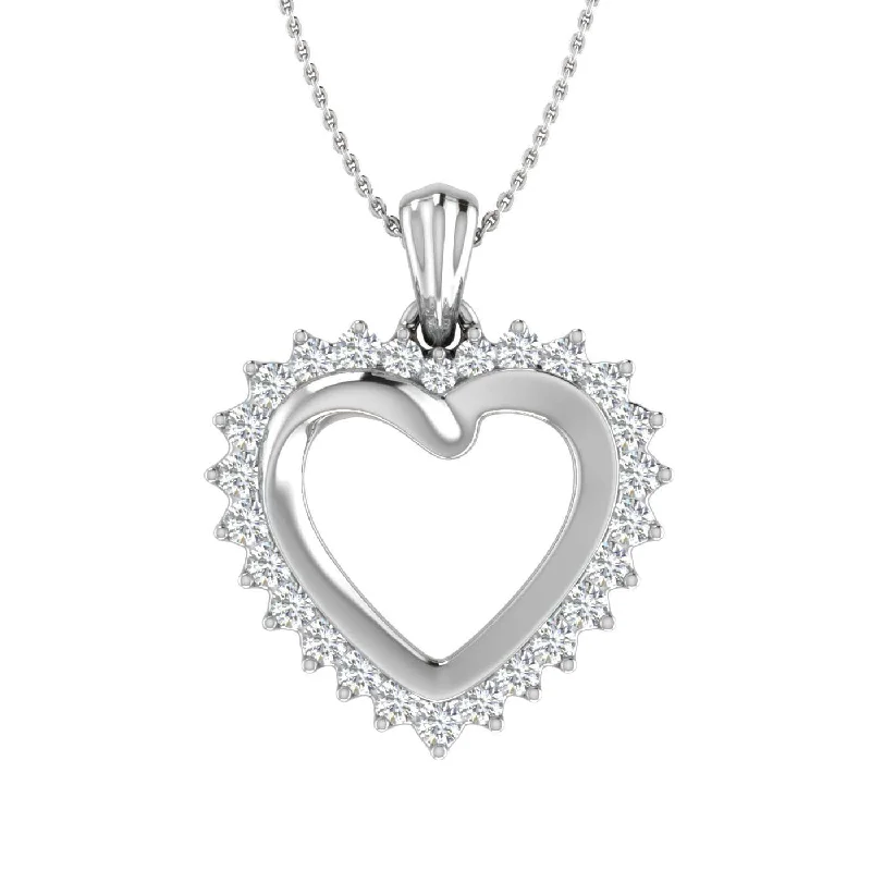 Best Jewelry Sale Prices – Limited-Time Offer 1/4 Carat Diamond Heart Pendant Necklace in Gold (Silver Chain Included) - IGI Certified