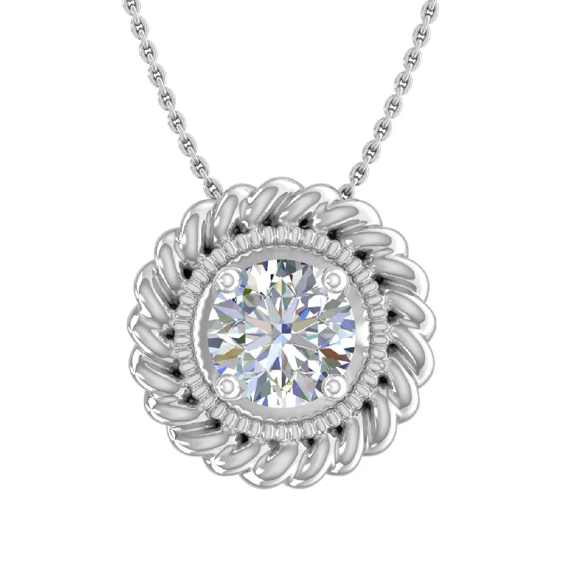 Exclusive Jewelry Discounts – Shop Now For Savings 1/4 Carat Diamond Solitaire Floral Pendant Necklace in Gold (Included Silver Chain)
