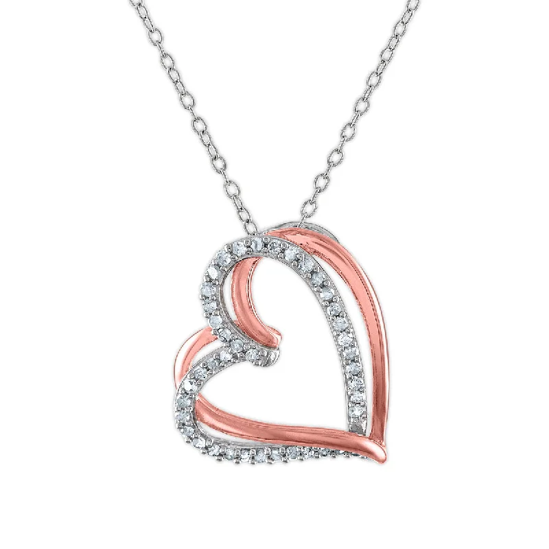 Premium Diamond Jewelry At Once-In-A-Lifetime Discounts 1/4 CTW Diamond Heart 18-inch Pendant in Two-Tone Sterling Silver