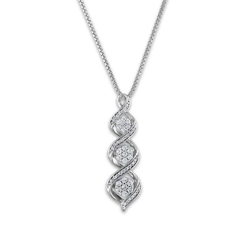 High-End Sparkle, Low-End Prices – Jewelry Sale Live 1/4 CTW Diamond Three Stone Twist 18-inch Pendant in Sterling Silver