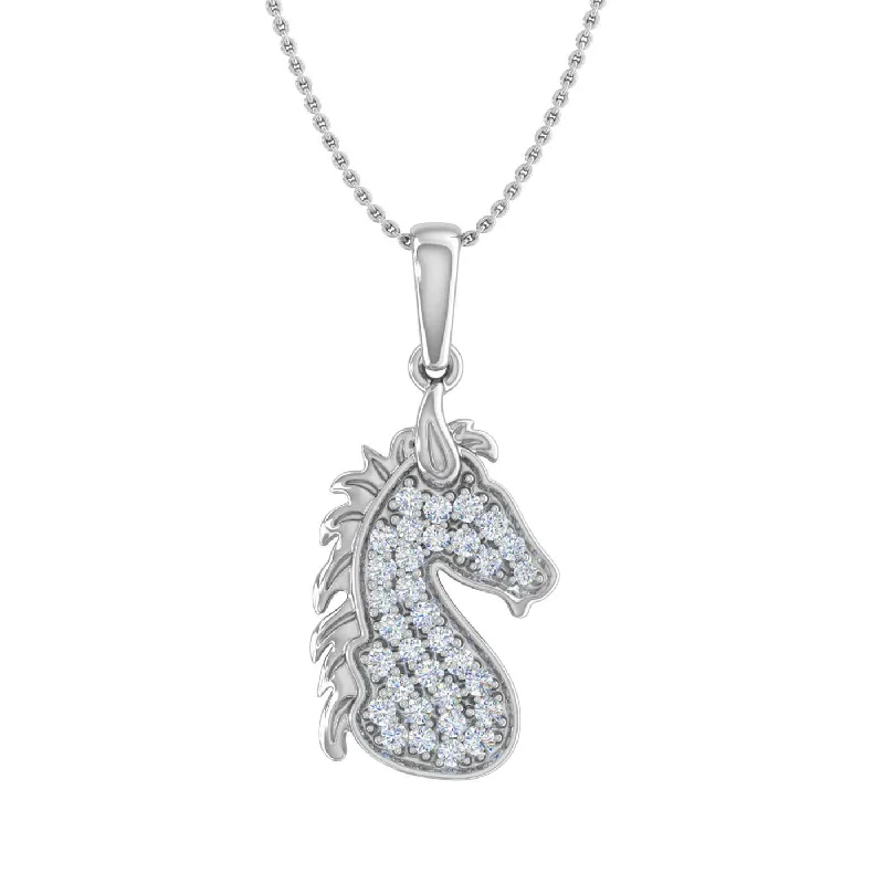 Shop Stylish Jewelry Now And Save Big 1/4 ctw Sea Horse Animal Diamond Pendant Necklace in Gold (Silver Chain Included) - IGI Certified