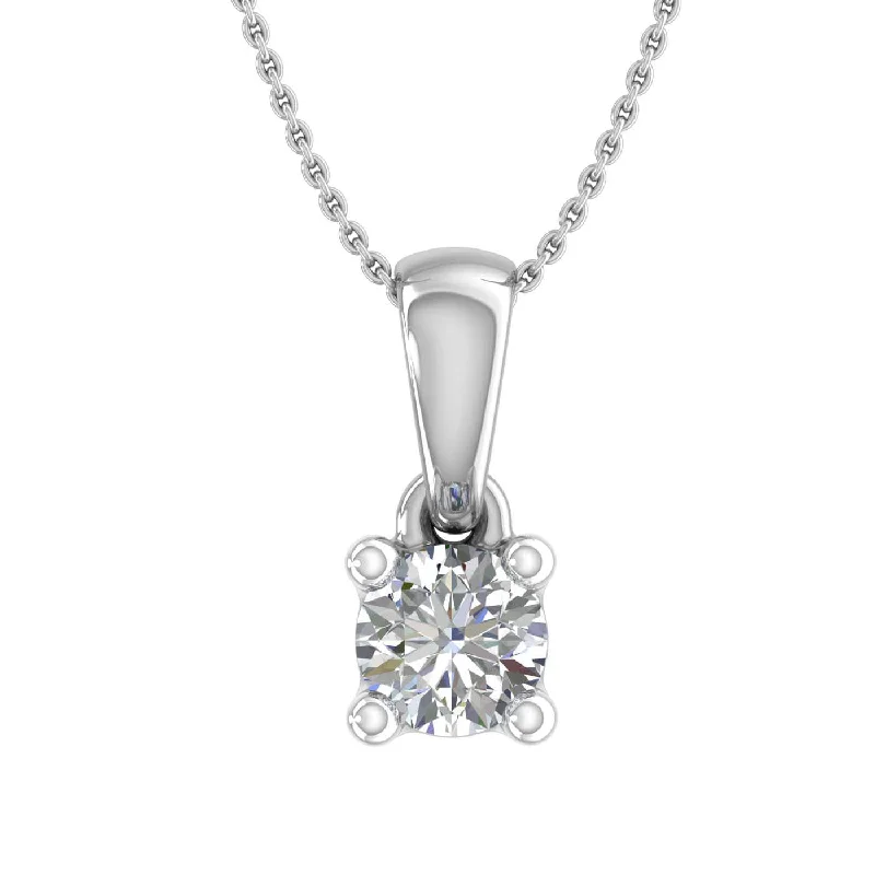 Elegant Jewelry, Exclusive Prices – Shop Now 1/5 Carat 4-Prong Set Diamond Solitaire Pendant Necklace in Gold (with Silver Chain)