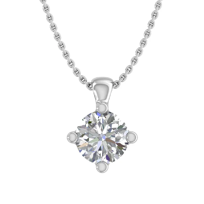 Modern Statement Jewelry For Bold Styling 1/5 Carat Diamond 4-Prong Set Solitaire Pendant Necklace in Gold (with Silver Chain) - IGI Certified