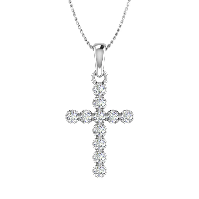 Shine In Style – Shop Jewelry Discounts Today 1/5 Carat Diamond Cross Pendant Necklace in Gold (Silver Chain Included) - IGI Certified