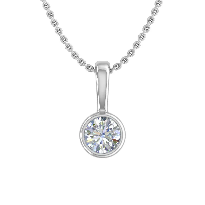 Classic And Modern Jewelry Styles On Sale 1/5 Carat Diamond Solitaire Pendant Necklace in Gold (SolidBell) (Included Silver Chain)