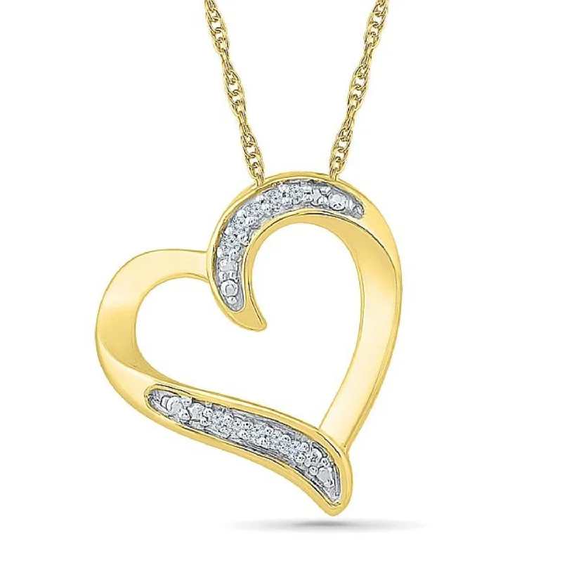 Personalized Jewelry Sale – Unique Pieces At Great Prices 1/50 CTW Diamond Heart 18-inch Pendant in 10KT Yellow Gold