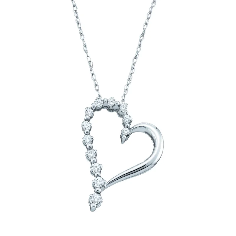 Make Your Outfit Shine With Discounted Jewelry 1/7 CTW Diamond Heart 18-inch Pendant in 10KT White Gold