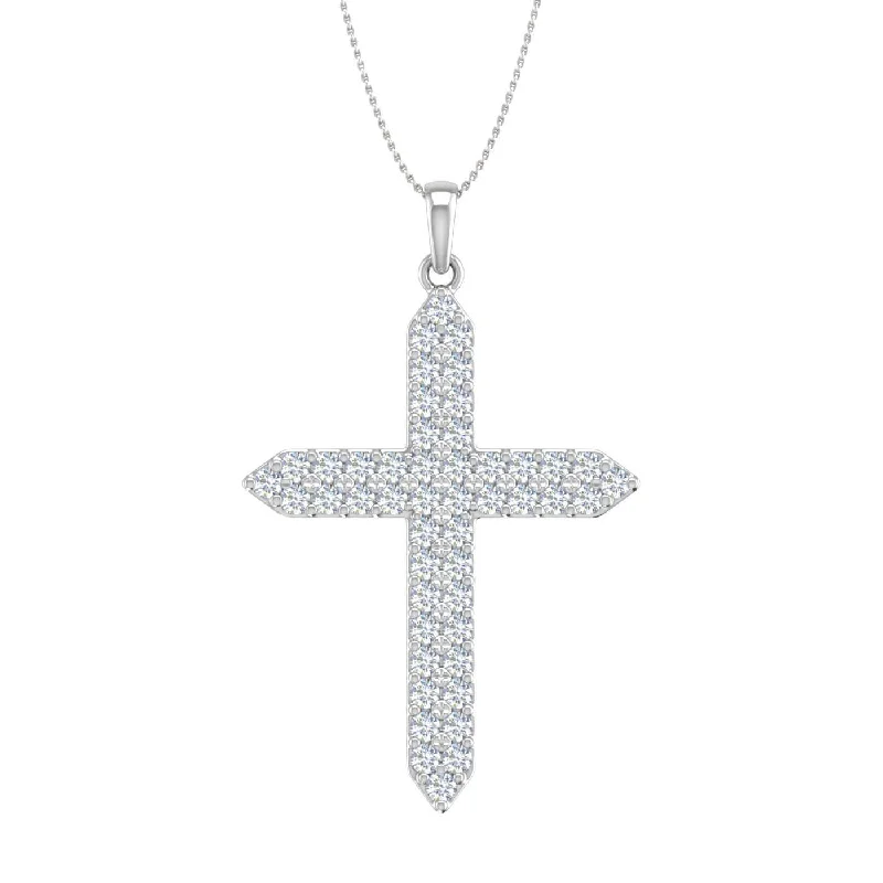Limited-Stock Jewelry Sale – Shop Before It's Gone 1 Carat Diamond Cross Pendant Necklace in Gold (Silver Chain Included)