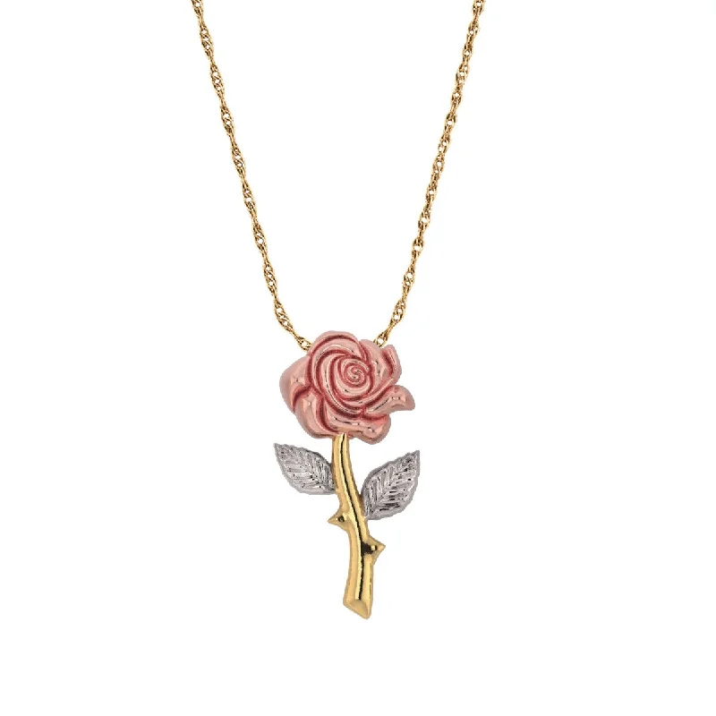 Don't Miss Our Biggest Jewelry Sale Of The Season 10KT Tri-Color Gold Rose Flower Pendant