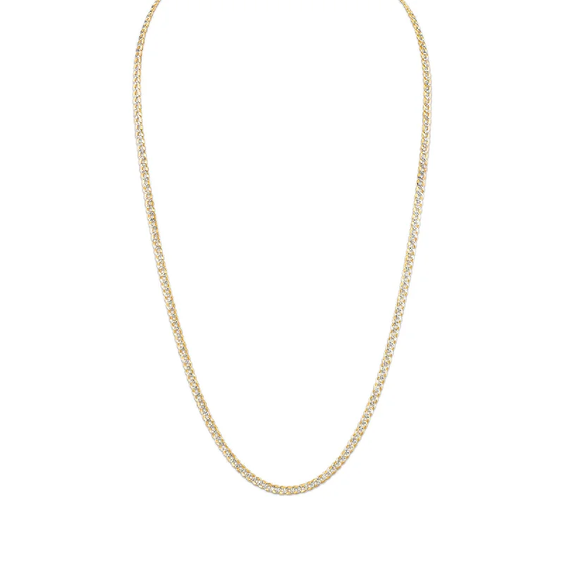 Your Dream Jewelry At Dream Prices 10KT White and Yellow Gold 24" 3.5MM Pave Curb Chain