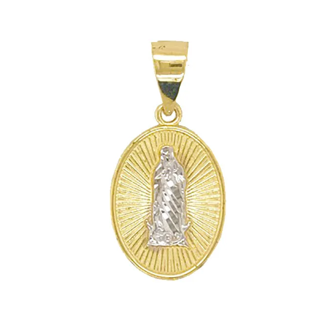 Adjustable Charm Bracelets For A Perfect Fit 10KT White and Yellow Gold Guadalupe 2-Sided Praying Hands Pendant. Chain not Included
