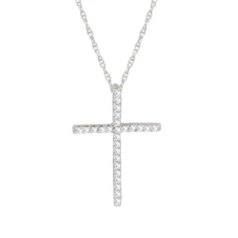 Get The Sparkle You Love At Prices You Adore 10KT White Gold 1/10 CTW Diamond 23X16MM 18-inch Cross Pendant