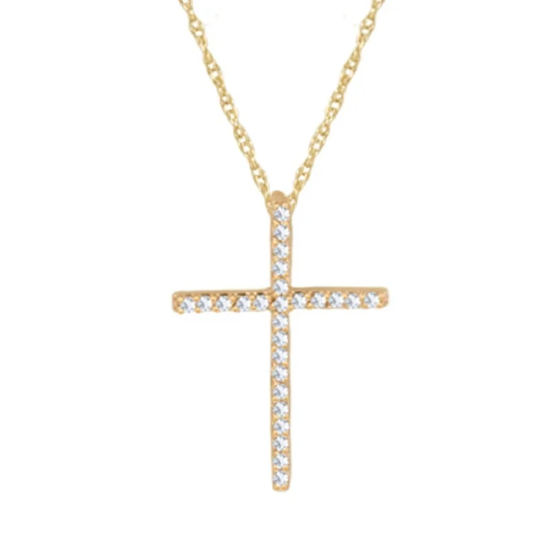Unlock Unbeatable Jewelry Deals Before They’Re Gone 10KT Yellow Gold 1/10 CTW Diamond 23X16MM 18-inch Cross Pendant