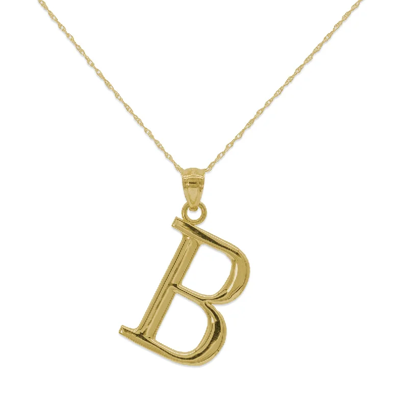 Jewelry Clearance Sale – Final Reductions 10KT Yellow Gold 18-inch 30MM Initial Pendant; Initial B
