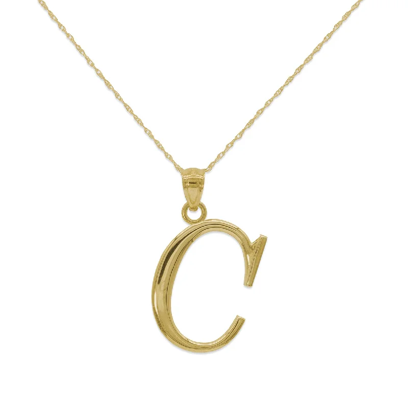 Sparkle More For Less – Jewelry Sale Happening Now 10KT Yellow Gold 18-inch 30MM Initial Pendant; Initial C