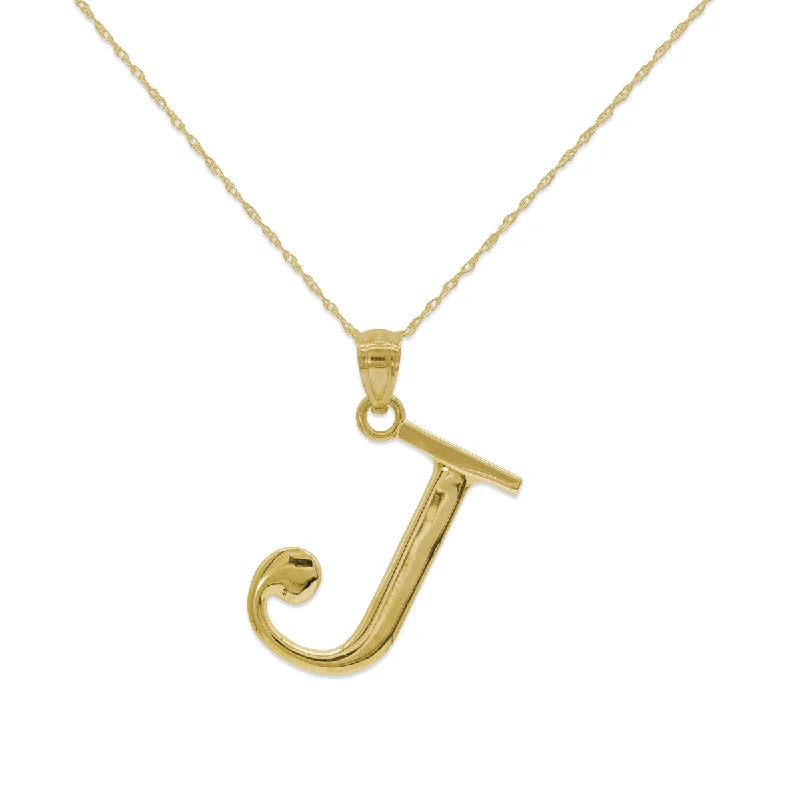 Get Ready To Sparkle – Special Jewelry Discounts 10KT Yellow Gold 18-inch 30MM Initial Pendant; Initial J
