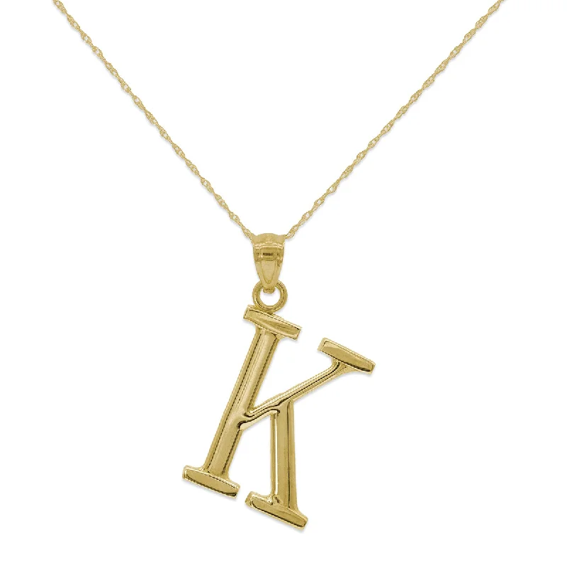 Exclusive Jewelry Sale Event – Shop Now 10KT Yellow Gold 18-inch 30MM Initial Pendant; Initial K