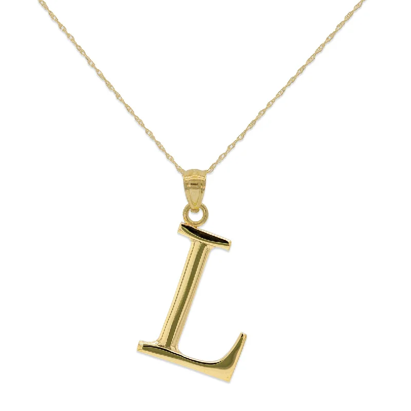 Huge Markdowns On Premium Jewelry Styles 10KT Yellow Gold 18-inch 30MM Initial Pendant; Initial L