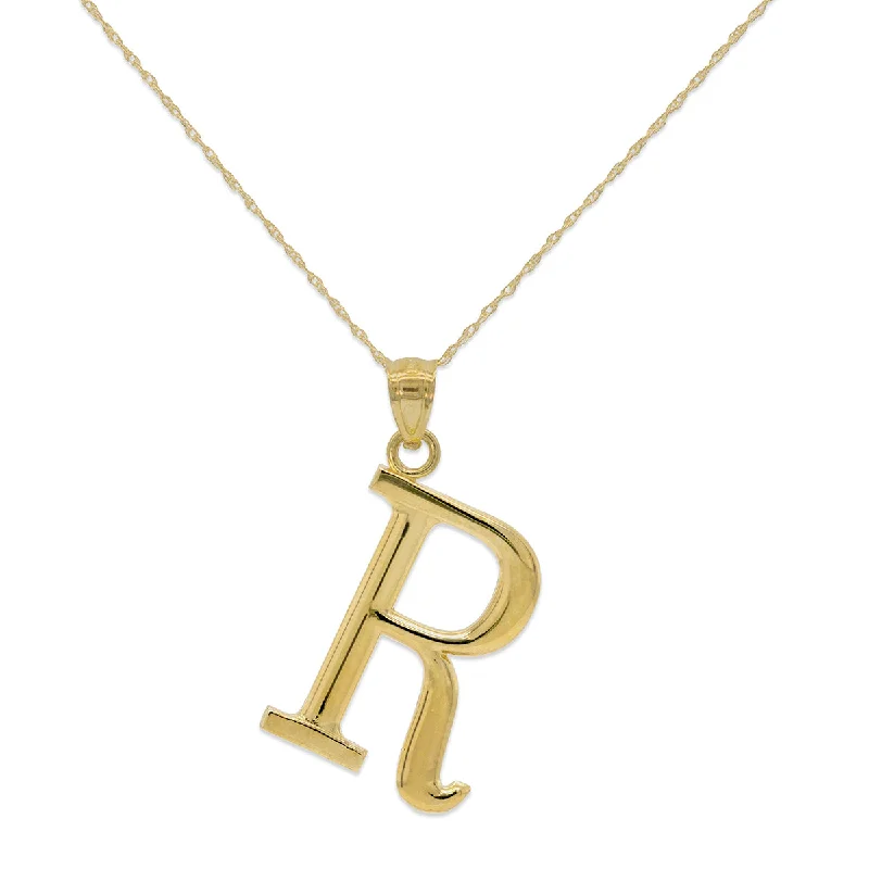 Don't Miss Our Biggest Jewelry Sale Of The Season 10KT Yellow Gold 18-inch 30MM Initial Pendant; Initial R