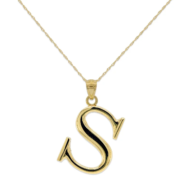 Timeless Jewelry At Special Discount Rates 10KT Yellow Gold 18-inch 30MM Initial Pendant; Initial S