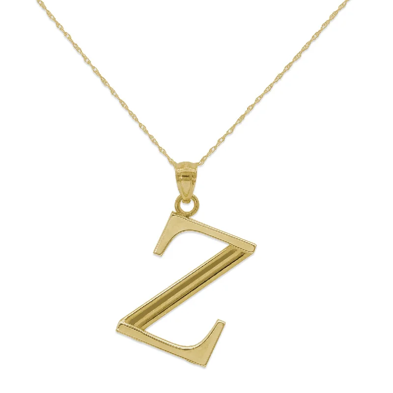 Best Jewelry Sale – Shop Exclusive Designs Now 10KT Yellow Gold 18-inch 30MM Initial Pendant; Initial Z