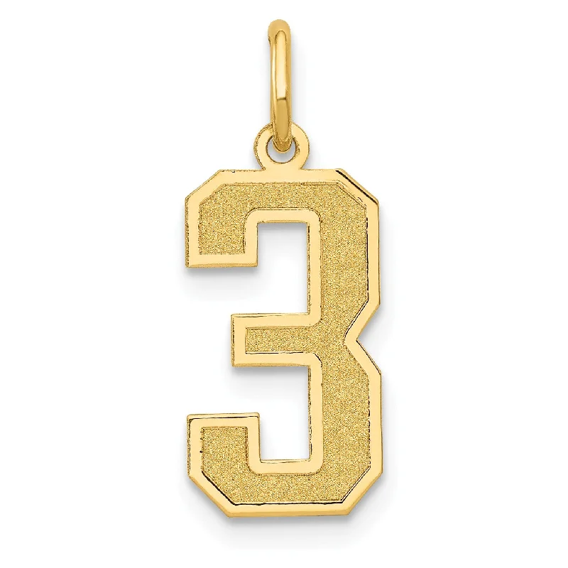 Must-Have Jewelry At Unbelievable Discounts 14k Medium Satin Number 3 Charm
