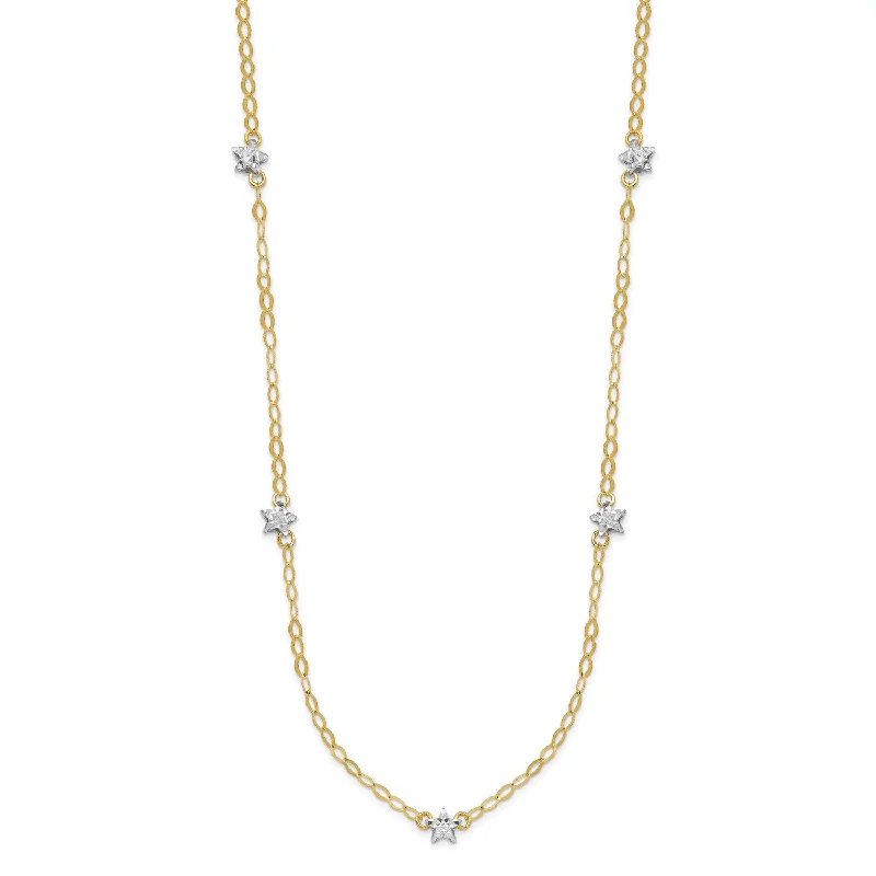 Bestselling Jewelry Now On Sale – Elevate Your Look 14KT Gold Two-Tone 16-inch+2-inch Adjustable Stars Necklace