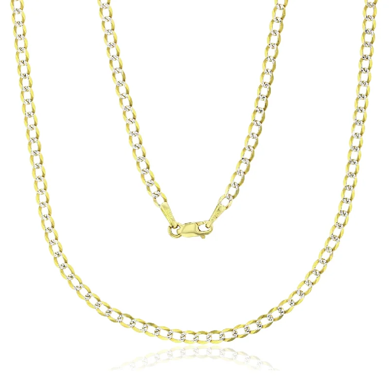 Unique Jewelry For Less – Shop The Sale Now 14KT White and Yellow Gold 16-inch 2.5MM Pave Curb Chain