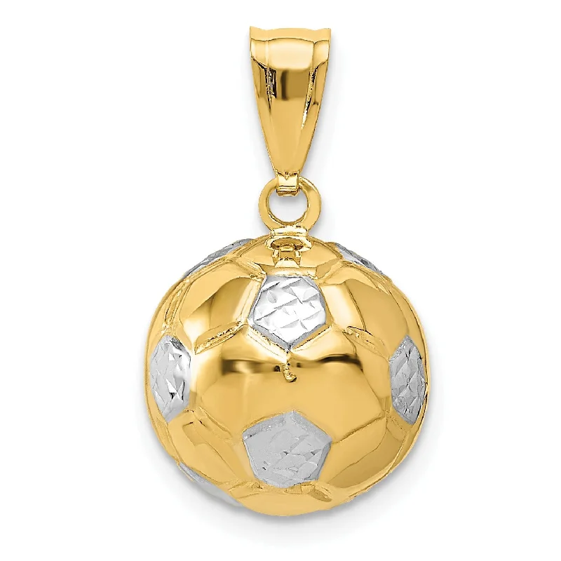 Elegant Jewelry, Exclusive Prices – Shop Now 14KT Yellow and White Gold 19X12MM Soccer Ball Charm