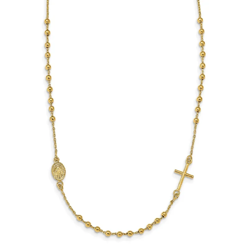 Must-Have Jewelry At Unbelievable Discounts 14KT Yellow Gold 16.5-inch Cross Beaded Rosary Necklace