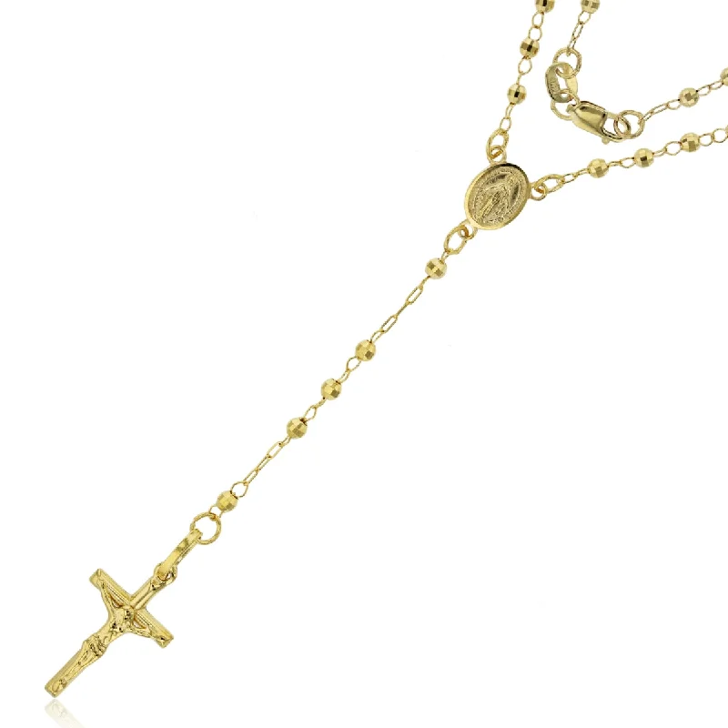 Gorgeous Jewelry, Limited-Time Savings 14KT Yellow Gold 17-inch+2-inch Adjustable Rosary Necklace
