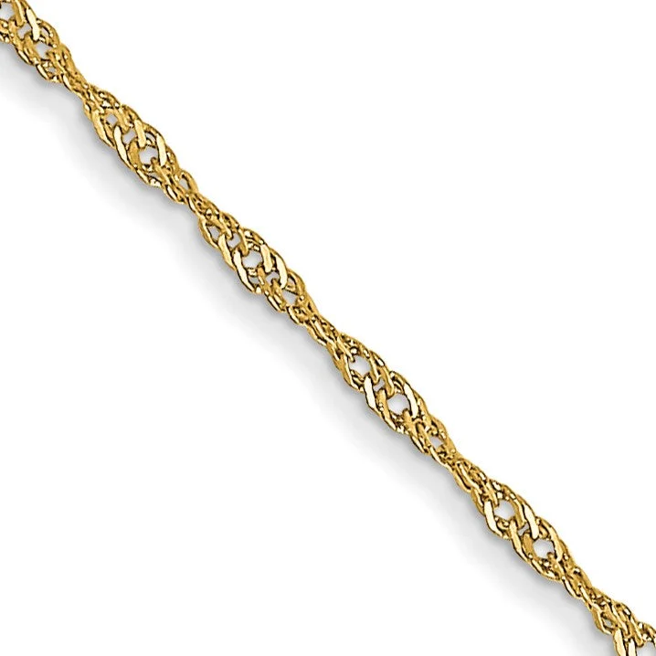 High-End Jewelry, Now More Affordable Than Ever 14KT Yellow Gold 20-inch 1MM Singapore Pendant Chain