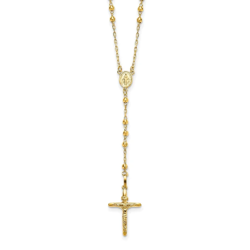 Shop Signature Jewelry Styles At Exclusive Prices 14KT Yellow Gold 24-inch Diamond-cut Lobster Clasp Beaded Rosary Necklace