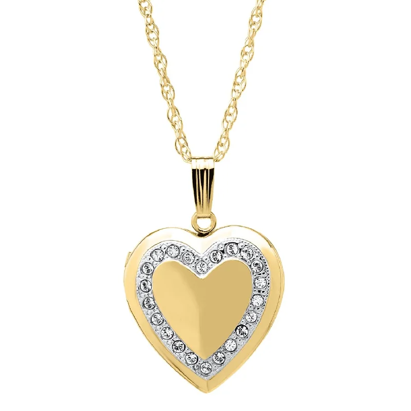 Dazzle In Elegance With Our Biggest Jewelry Sale 14KT Yellow Gold Filled and Crystal 19MM 18-inch Locket Heart Pendant