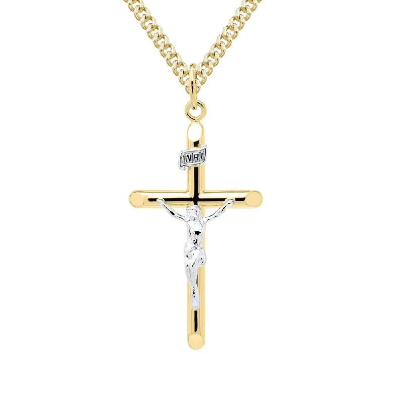 Limited-Stock Jewelry Sale – Shop Before It's Gone 14KT Yellow Gold Filled Two-Tone 24-inch Crucifix Pendant