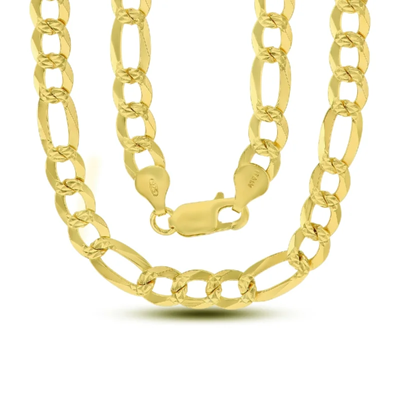 Don't Miss Our Biggest Jewelry Sale Of The Season 14KT Yellow Gold Plated Sterling Silver 20-inch 6.6MM Pave Figaro Chain
