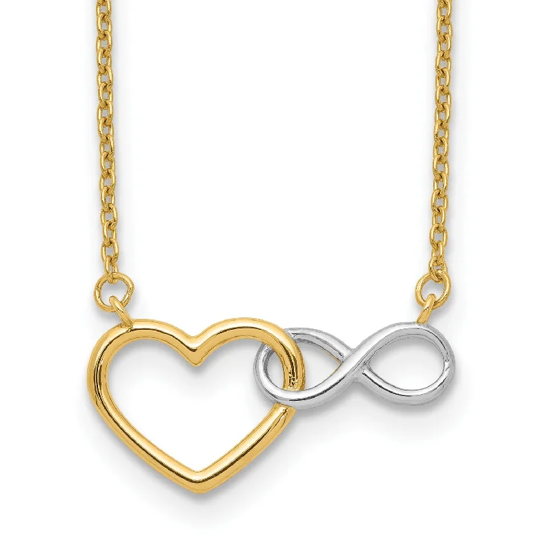 Personalized Jewelry At Special Discount Rates 14KT Yellow Gold With Rhodium Plating 17-inch Infinity Heart Necklace