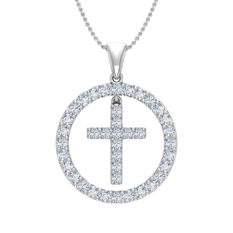 Grab Your Dream Jewelry At The Lowest Prices 3/4 Carat Diamond Cross Pendant Necklace in Gold (Silver Cable Chain)