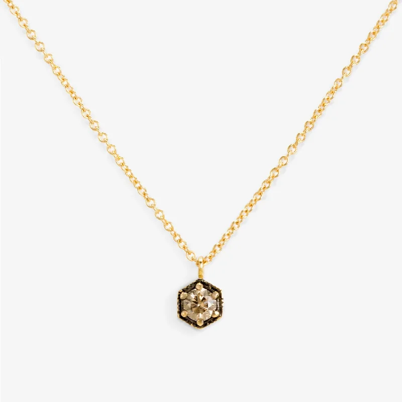 Exclusive Jewelry Sale – Grab Timeless Pieces Now 3.5mm Brown Diamond Hexagon Necklace | N9903BR
